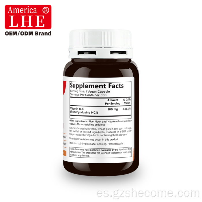Shecome Vitamina B6 Cápsulas Sistema Nervioso Salud Del Corazón